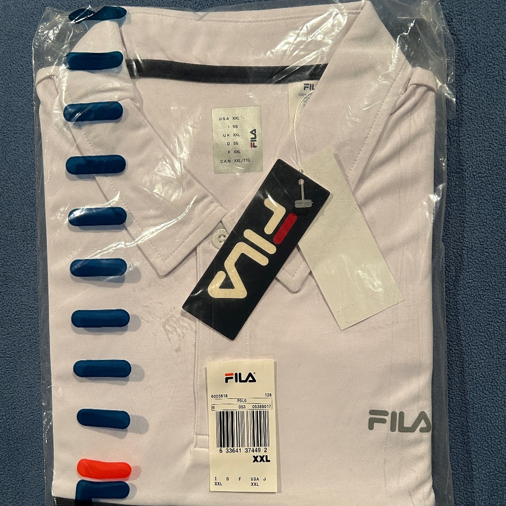 Brand new with tags original 90's vintage unopened white fila XXL tennis polo